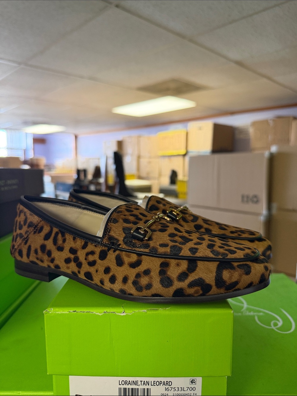 Sam Edelman Leopard Print Loafers with Gold Hardware